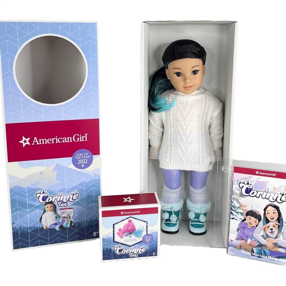 NEW American Girl Of The Year CORINNE DOLL + ACCESSORIES Meet Outfit Purse Hat + - Picture 15 of 16